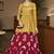 Mustard Yellow & Rani Pink Metallic foilage print georgette Anarkali long gown
