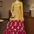 Mustard Yellow & Rani Pink Metallic foilage print georgette Anarkali long gown