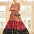 Orange & Red & Black Metallic foilage print georgette Anarkali long gown