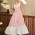 Pink & white & navy blue Metallic foilage print georgette Anarkali long gown