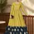 Floracance & Navy Blue Green Metallic foilage print georgette Anarkali long gown