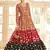 Orange & Red & Black Metallic foilage print georgette Anarkali long gown
