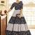 Navy-blue & Grey Metallic foilage print georgette Anarkali long gown