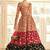 Orange & Red & Black Metallic foilage print georgette Anarkali long gown