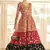 Orange & Red & Black Metallic foilage print georgette Anarkali long gown