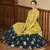 Floracance & Navy Blue Green Metallic foilage print georgette Anarkali long gown