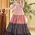 Pink & Peach & Wine Metallic foilage print georgette Anarkali long gown