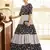 Navy-blue & Grey Metallic foilage print georgette Anarkali long gown