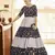 Navy-blue & Grey Metallic foilage print georgette Anarkali long gown