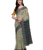 Light green printed linen saree with blouse