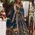 Dark-aqua-blue embroidered velvet semi stitched lehenga