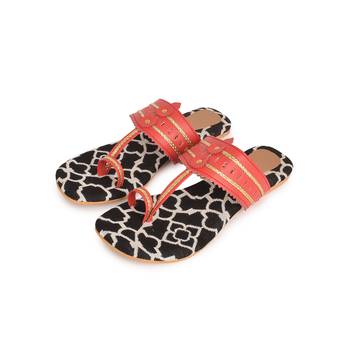 Red & Black Kolhapuri Flats 5