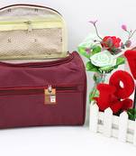 Atorakushon    Nylon Hanging Travel Toiletry Bag Cosmetic Makeup Storage Box Vanity Organizer Jewellery Pouch {Maroon}