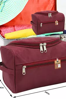 Atorakushon    Nylon Hanging Travel Toiletry Bag Cosmetic Makeup Storage Box Vanity Organizer Jewellery Pouch {Maroon}