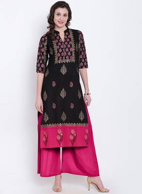 Black printed
 cotton kurtas-and-kurtis 1