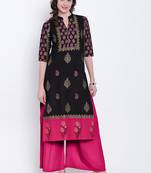 Black printed
 cotton kurtas-and-kurtis