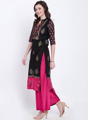 Black printed
 cotton kurtas-and-kurtis 2