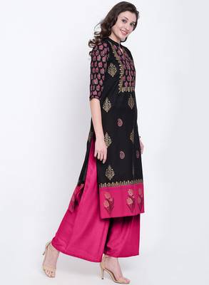 Black printed
 cotton kurtas-and-kurtis 3