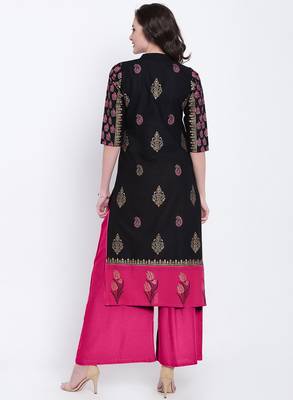 Black printed
 cotton kurtas-and-kurtis 4