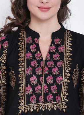 Black printed
 cotton kurtas-and-kurtis 5