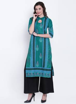 Green printed cotton kurtas-and-kurtis 1