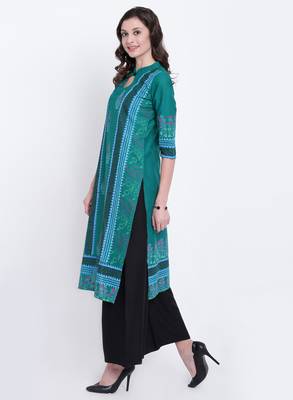 Green printed cotton kurtas-and-kurtis 2