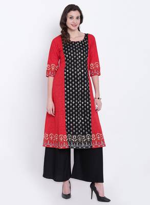 Black printed cotton kurtas-and-kurtis 1