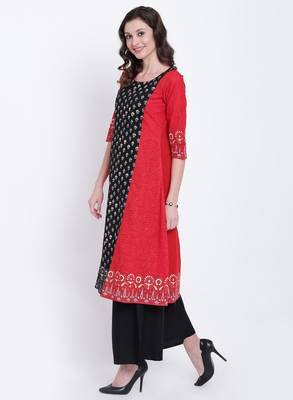Black printed cotton kurtas-and-kurtis 2