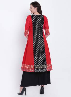 Black printed cotton kurtas-and-kurtis 3