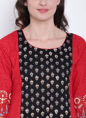Black printed cotton kurtas-and-kurtis 5