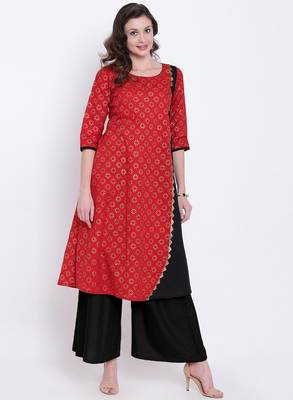 Red printed cotton kurtas-and-kurtis 1