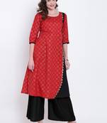 Red printed cotton kurtas-and-kurtis