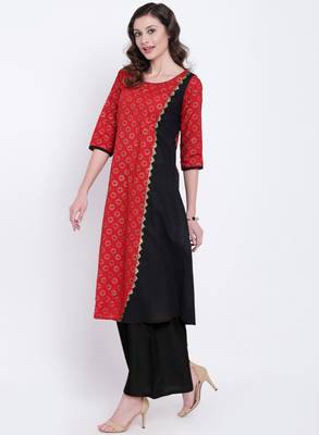 Red printed cotton kurtas-and-kurtis 2