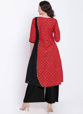 Red printed cotton kurtas-and-kurtis 3