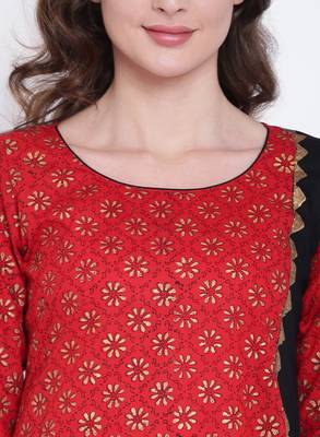Red printed cotton kurtas-and-kurtis 5
