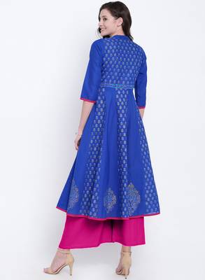 Blue printed cotton kurtas-and-kurtis 3