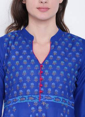 Blue printed cotton kurtas-and-kurtis 5