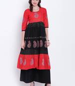 Black printed cotton kurtas-and-kurtis