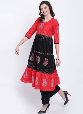 Black printed cotton kurtas-and-kurtis 2