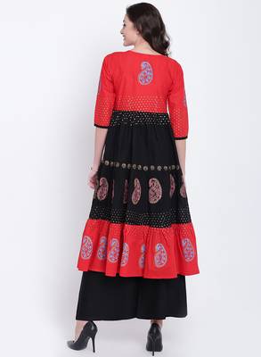 Black printed cotton kurtas-and-kurtis 3