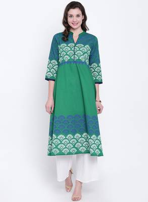 Green printed cotton kurtas-and-kurtis 1