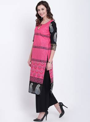 Pink printed cotton kurtas-and-kurtis 2