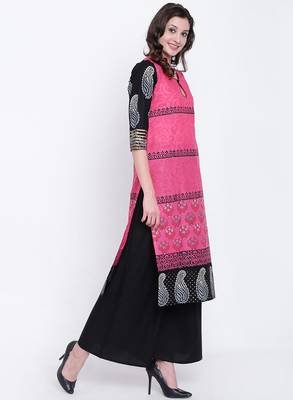 Pink printed cotton kurtas-and-kurtis 4
