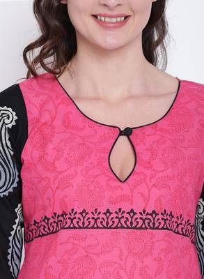 Pink printed cotton kurtas-and-kurtis 5