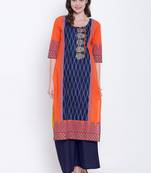 Orange printed cotton kurtas-and-kurtis