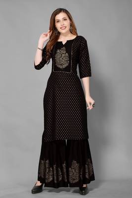 Black printed rayon ethnic-kurtis 1