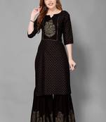 Black printed rayon ethnic-kurtis