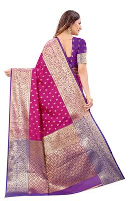 Wine woven art silk sarees saree with blouse 2