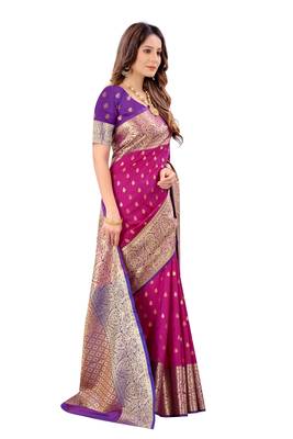 Wine woven art silk sarees saree with blouse 3