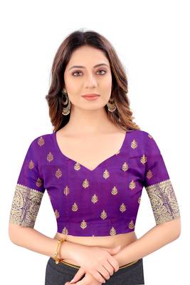 Wine woven art silk sarees saree with blouse 5